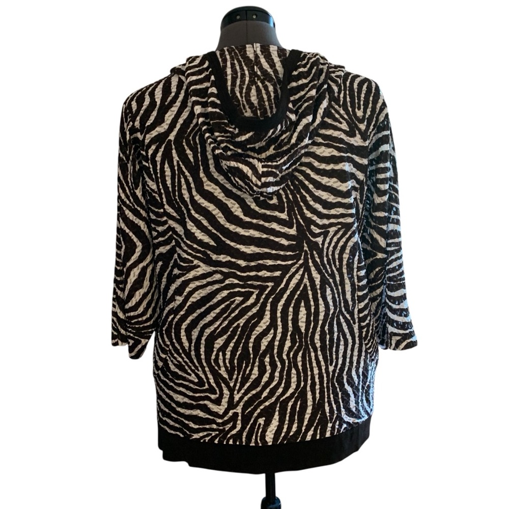 Chico’s Hoodie Brown & White Animal Print with Pockets Size 16 - Picture 10 of 16